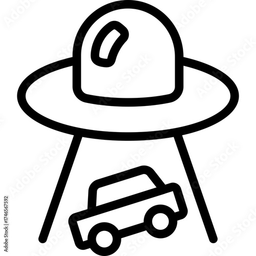 UFO Abducting Car Icon
