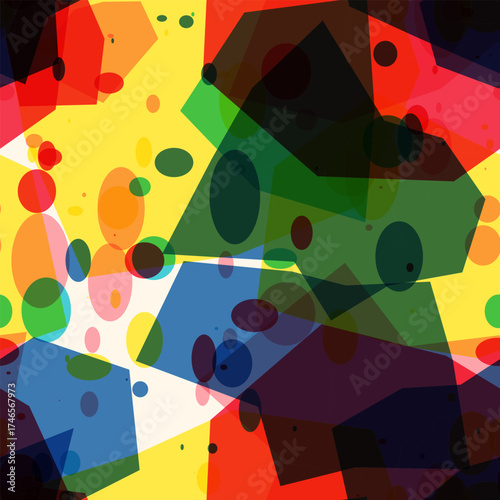 Seamless abstract watercolor splash background with vibrant vector shapes and colors
