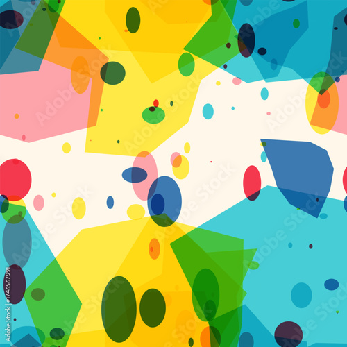 Seamless abstract watercolor splash background with vibrant vector shapes and colors