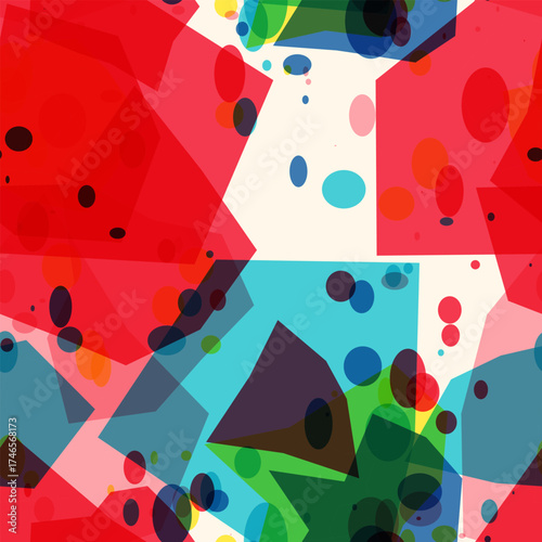 Seamless abstract watercolor splash background with vibrant vector shapes and colors