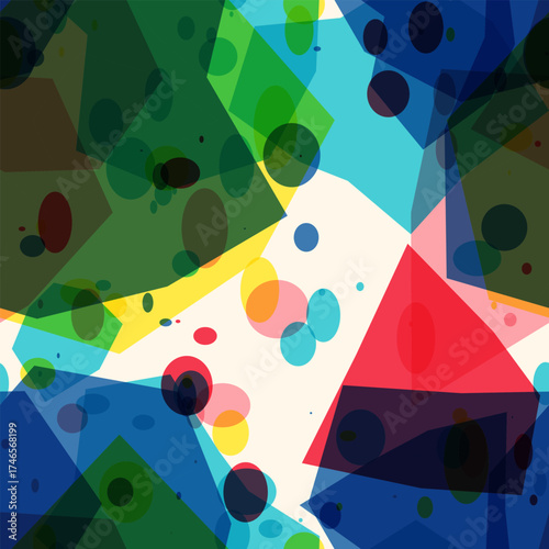 Seamless abstract watercolor splash background with vibrant vector shapes and colors