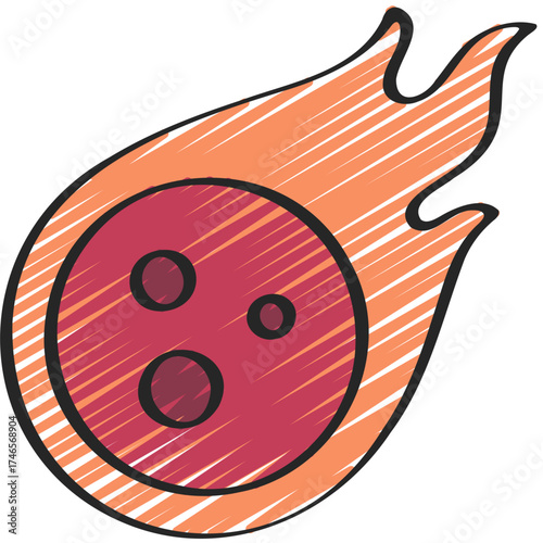 Asteroid Falling On Fire Icon