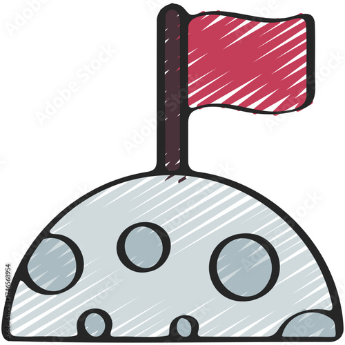 Moon With Flag Icon
