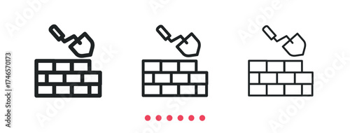 Brick wall icon. Thin line icon vector