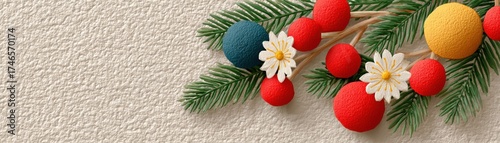 Festive elements on a washi paper background