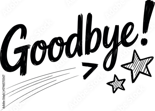 Vector art of goodbye lettering with stars