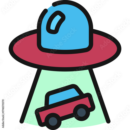 UFO Abducting Car Icon