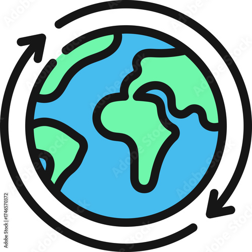 Earth With Circle Arrows Icon
