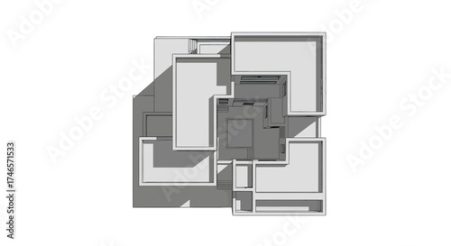 Modern architectural floorplan design showcasing clean lines, Top View