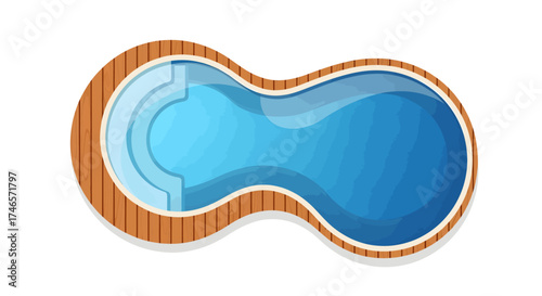 Organic Curved Swimming Pool Vector, Top View
