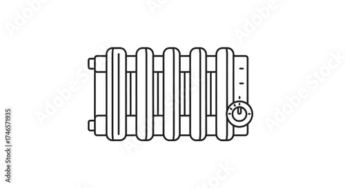 A simple line drawing of a radiator 