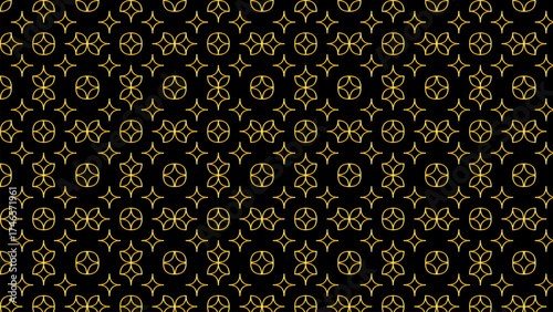 Luxurious Gold Geometric Pattern On Black Background For Fashion And Interior Design