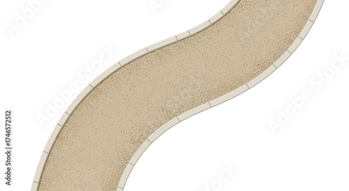 A close up view of a beige curved shape against a white background 