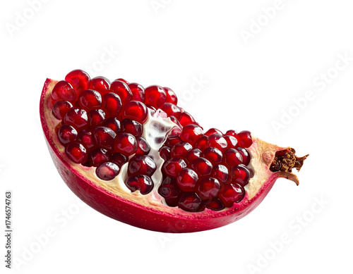 Vibrant pomegranate slice isolated with transparent background for design elements