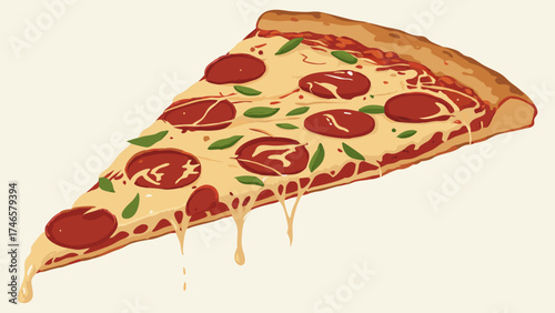 Delicious pepperoni pizza slice with melted cheese isolated on white background perfect for food blogs restaurant menus and pizza advertisements.