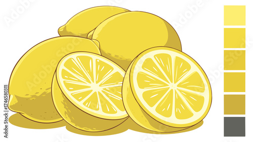 Fresh Lemons and Slices Vibrant Citrus Fruit Illustration for Food Drink and Health Designs.