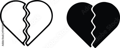 broken heart icon set vector image design
