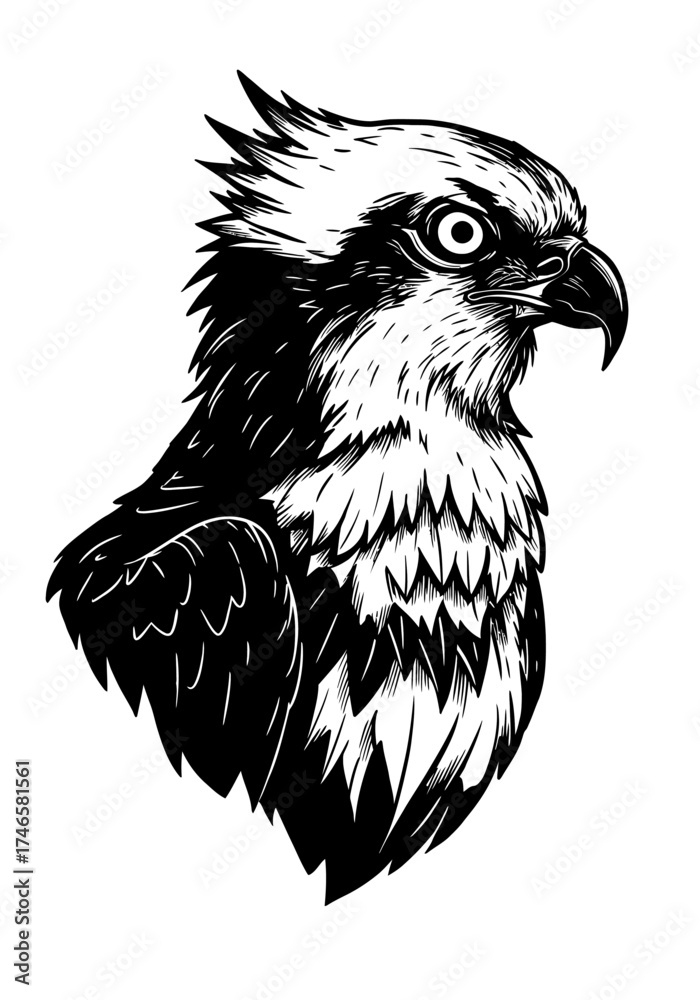 Fototapeta premium Osprey - Black and White Isolated Icon - Vector illustration