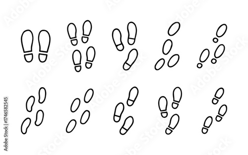 Step footprints paths. footstep prints and shoe steps . shoe tread footprints vector illustration isolated on white background.	