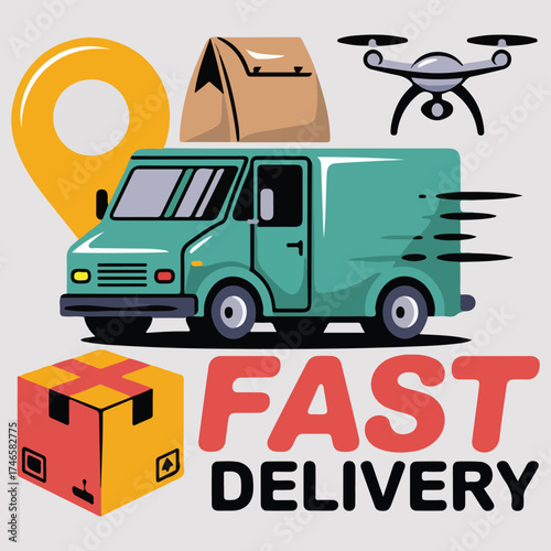 Online Delivery and Parcel Icon – E-commerce, Express Transport, and Package Symbol
