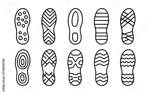 Step footprints paths. footstep prints and shoe steps . shoe tread footprints vector illustration isolated on white background.	