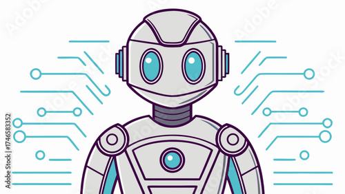 Funny robot character vector illustration for android technology design