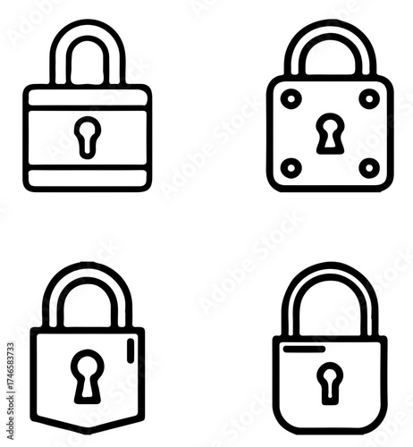 Padlock Icons Set – Security, Privacy, and Protection Symbols Collection