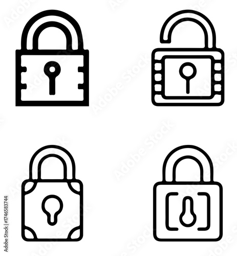 Padlock Icons Set – Security, Privacy, and Protection Symbols Collection