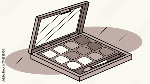 Eyeshadow palette makeup kit cosmetic set beauty product make-up eye shadow shades colors brush applicator cosmetic illustration design element fashion trendy glamour stylish eleg.