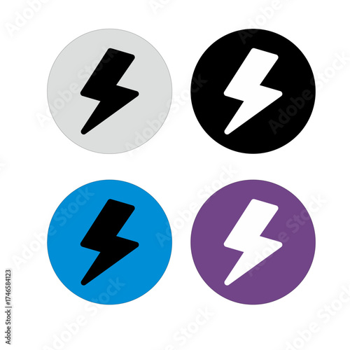 colored lightning vector icon, using round buttons
