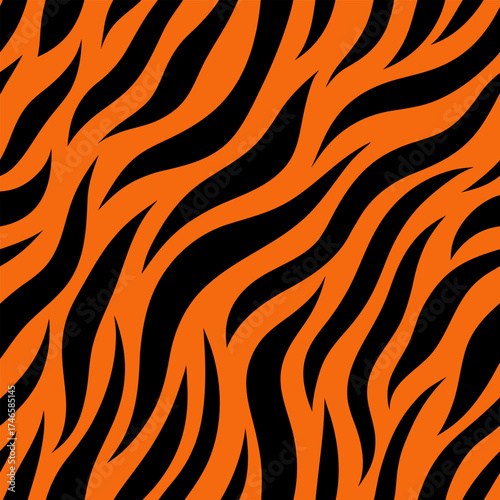 Tiger Stripe Seamless Pattern – Bold Black and Orange Animal Skin Vector Background