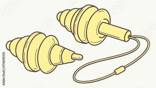 Reusable Earplugs Hearing Protection Noise Reduction Soft Silicone Comfortable Design Illustration Vector Graphic Safety Equipment Sound Blocking Sleep Aid Concert Earplugs Travel Acce.