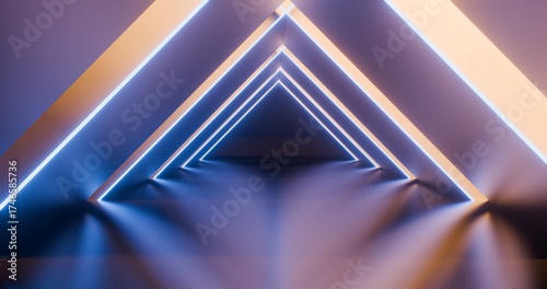 Architecture background geometric arched interior 3d render