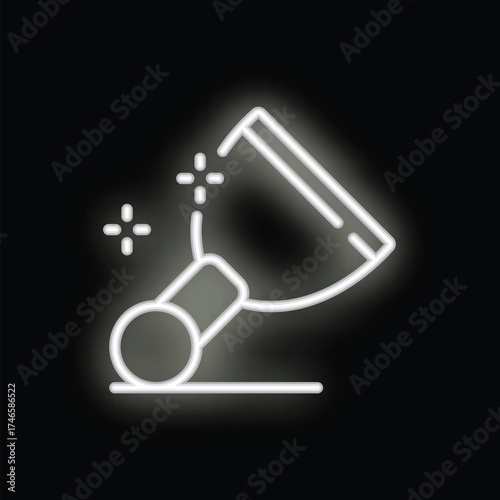 White neon sign on black background depicting a hand holding a squeegee cleaning a window