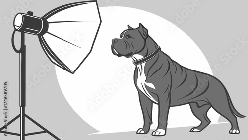 Studio Photography of a Dog Pet Portrait Illustration Animal Photo Shoot Monochrome Design.