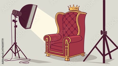 Royal Throne Chair in Studio Setting Photography Illustration Design Element.