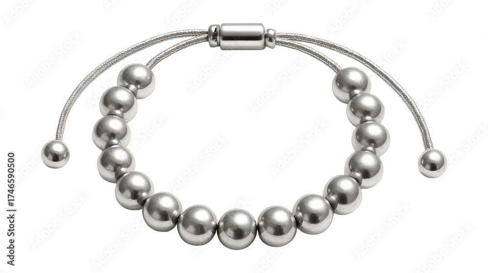 Obraz premium Adjustable bracelet with silver-tone beads.