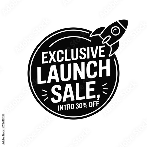 Exclusive launch sale intro 30 off isolated on white background, perfect for promoting new products or services with a special discount