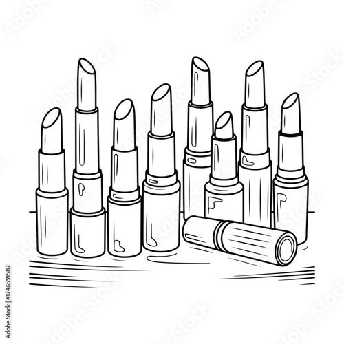 Lipstick Coloring Page | A detailed black and white outline drawing ideal for adults and kids. Great for mindfulness, art therapy, and DIY creative projects.
