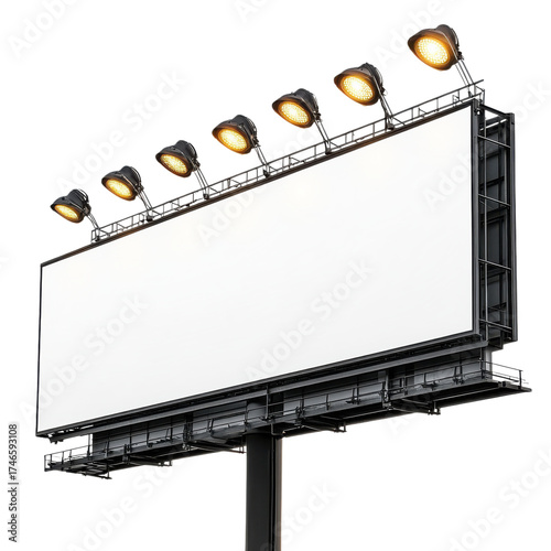 Blank illuminated sign on transparent background