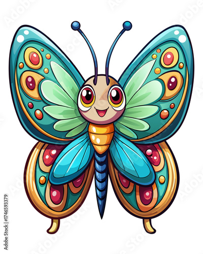 Butter fly, cute God, real print Style, white background	

