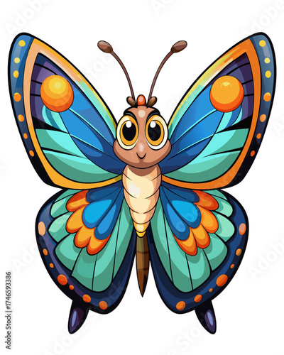 Butter fly, cute God, real print Style, white background	
