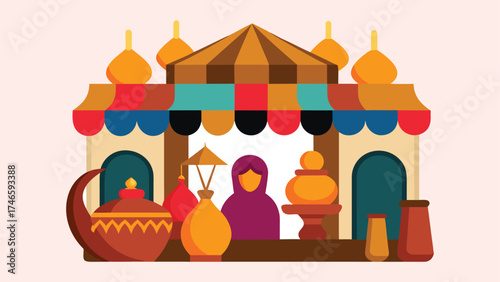 Colorful bazaar icon, shop icon, village shop illustration, shop illustration