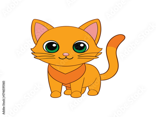 Vector art of cute cartoon cat standing and smiling nicely
