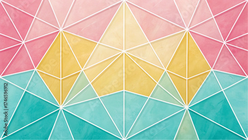 Geometric Crystal Grid | Polygon Prism Pattern | Pastel Low Poly Abstract Background