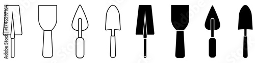 Trowel icon vector set. Putty knife illustration sign collection. spatula symbol or logo. 