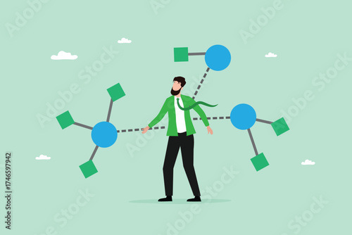 Business man with Global Business Relationship and Structure