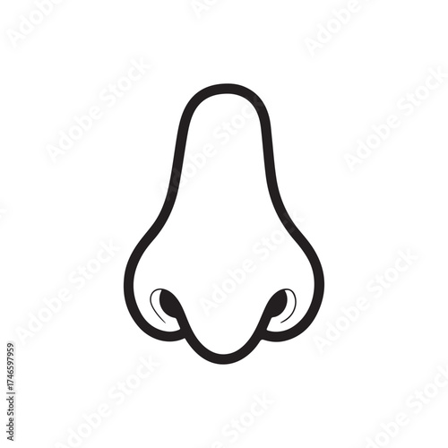 Simple Human Nose Outline Line Art Icon Vector Graphic Design for Sense of Smell and Anatomy Concepts