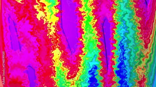 The seamless loop contemporary background animation of the abstract rainbow colored effects created by 3D modeling.
