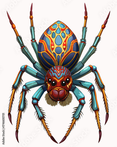 Spider, real print Style, white background